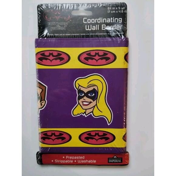 1997 Adventures of Batman & Robin Wallpaper/Adhesive Border 6 3/4" x 5 yd - Picture 1 of 2